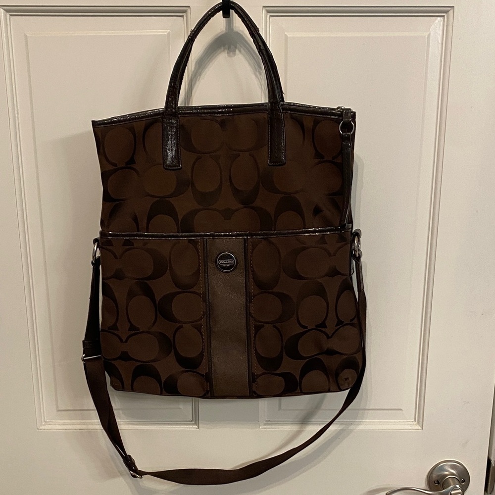 Coach Chocolate Brown Monogram Tote